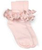 Misty Ruffle Lace Turn Cuff Socks | Pastel Pink