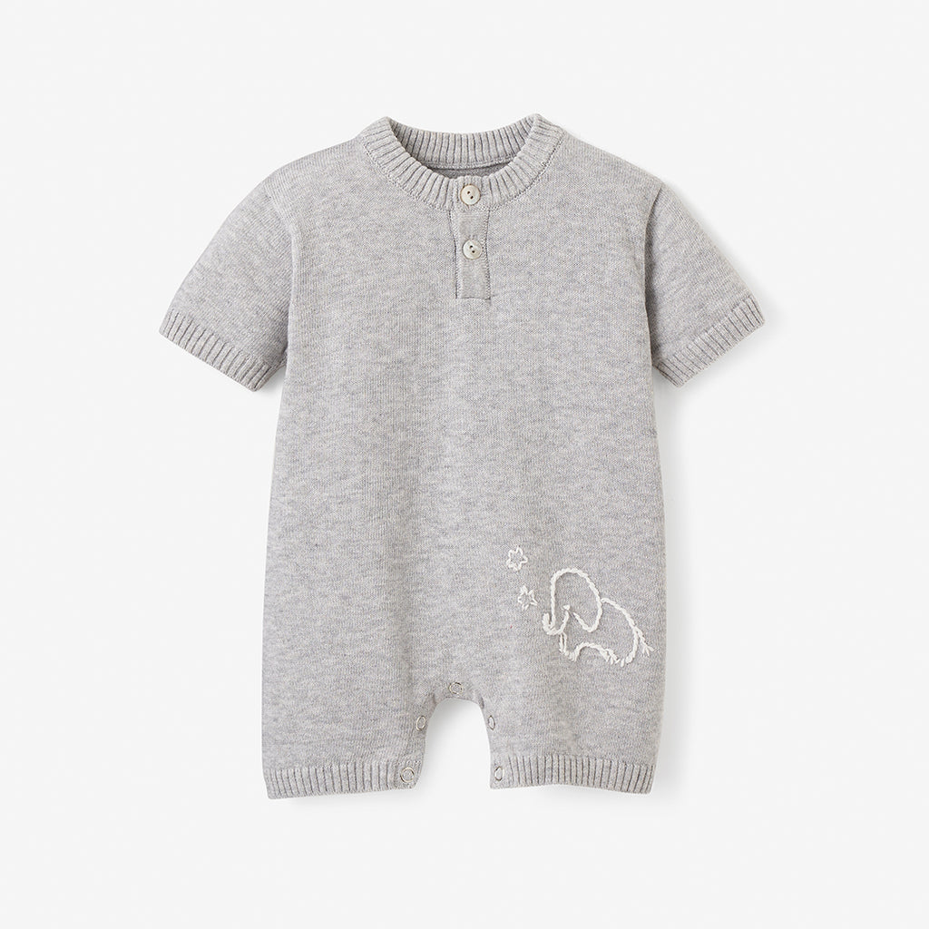 Elephant Knit Shortall Baby Romper