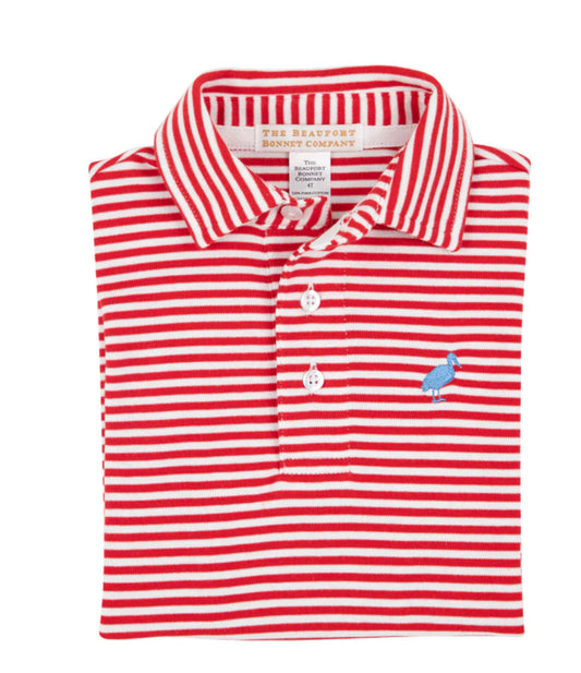 Prim and Proper Polo SS- Pima Richmond Red Stripe