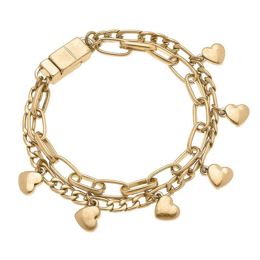 Wilder Heart Layered Chain Link Bracelet in Worn Gold