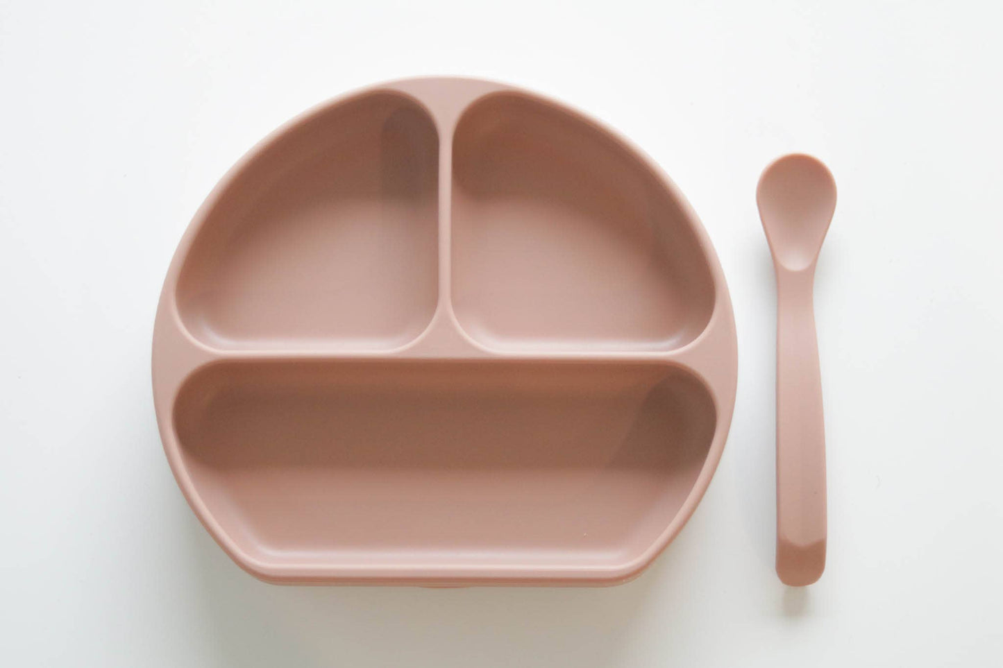 Silicone Suction Plate With Lid and Spoon - Coral