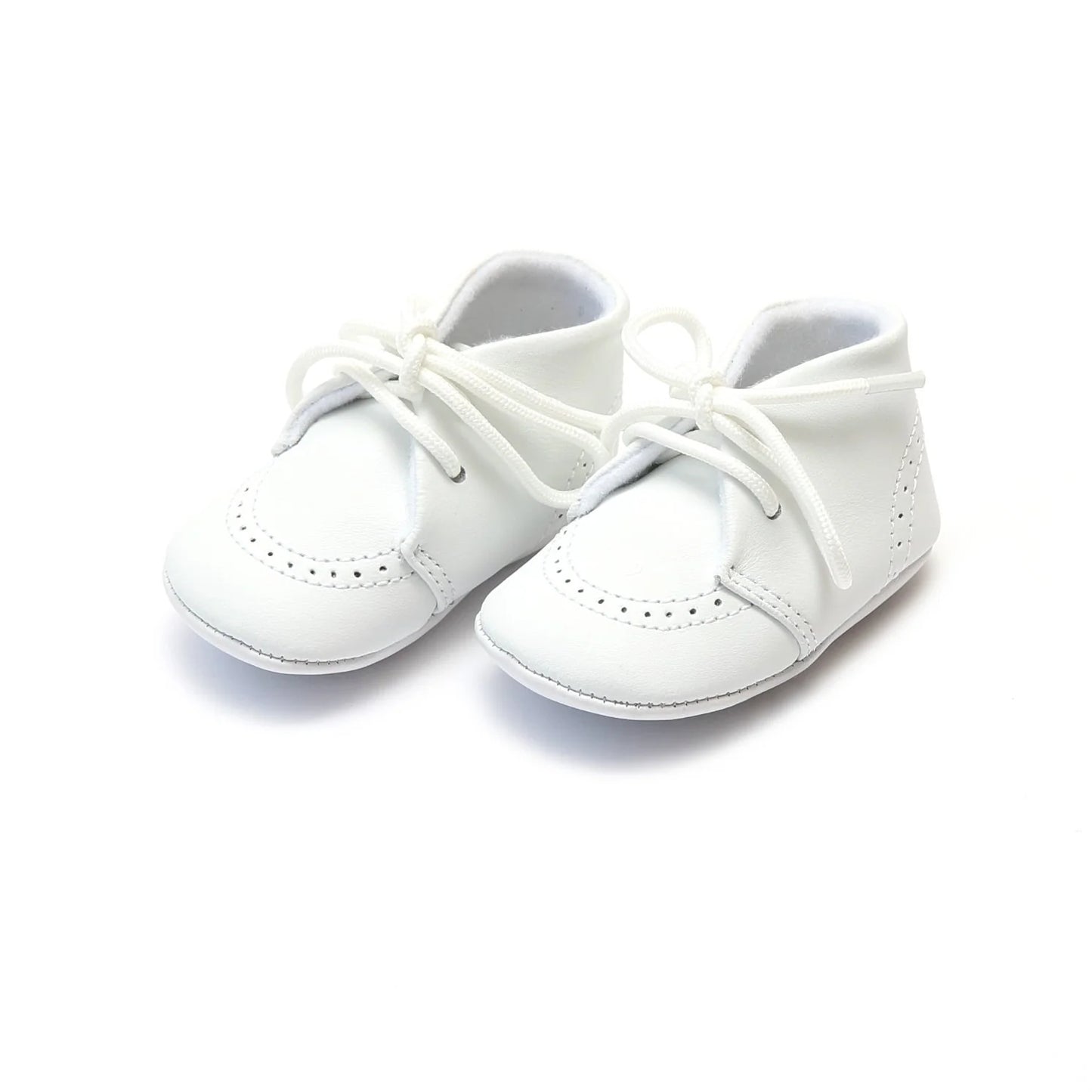 Benny Leather Brogue Oxford Crib Shoe (Infant) | White