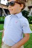 Prim and Proper Polo SS - Pima Beale Street Blue Stripe/Parrot