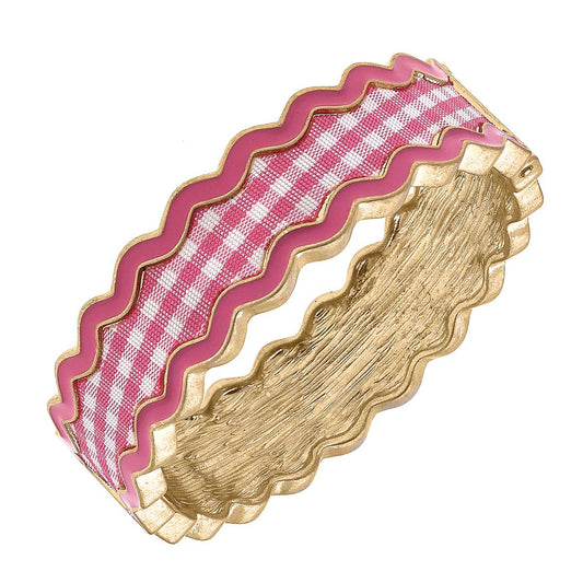 Annalise Gingham Statement Bangle | Fuchsia