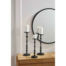 Black Metal Candlestick - small 15" x 6 1/2" dia