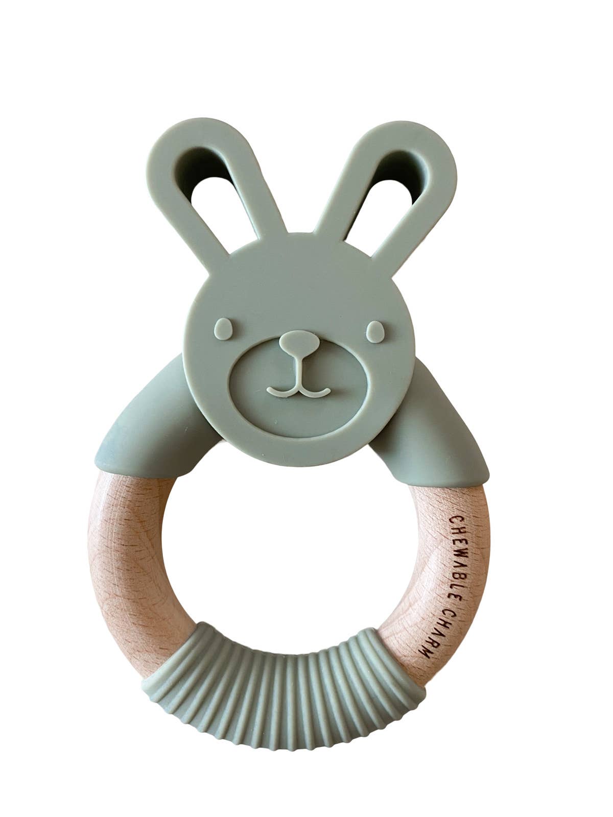 Bunny Silicone + Wood Teether - Sage