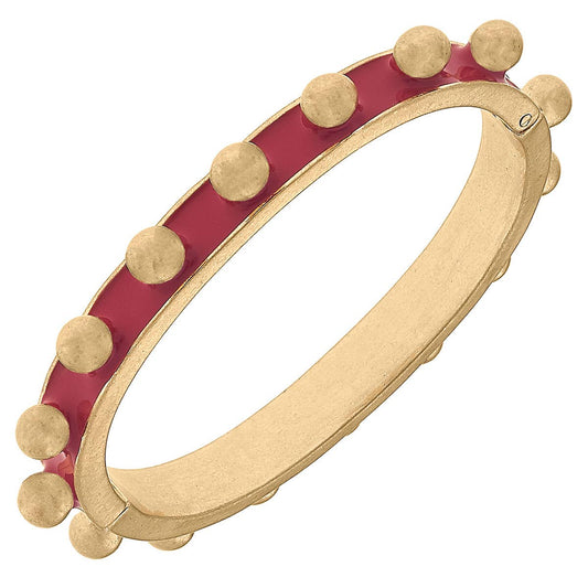 Jenna Chunky Enamel Studded Metal Hinge Bangle | Fuchsia