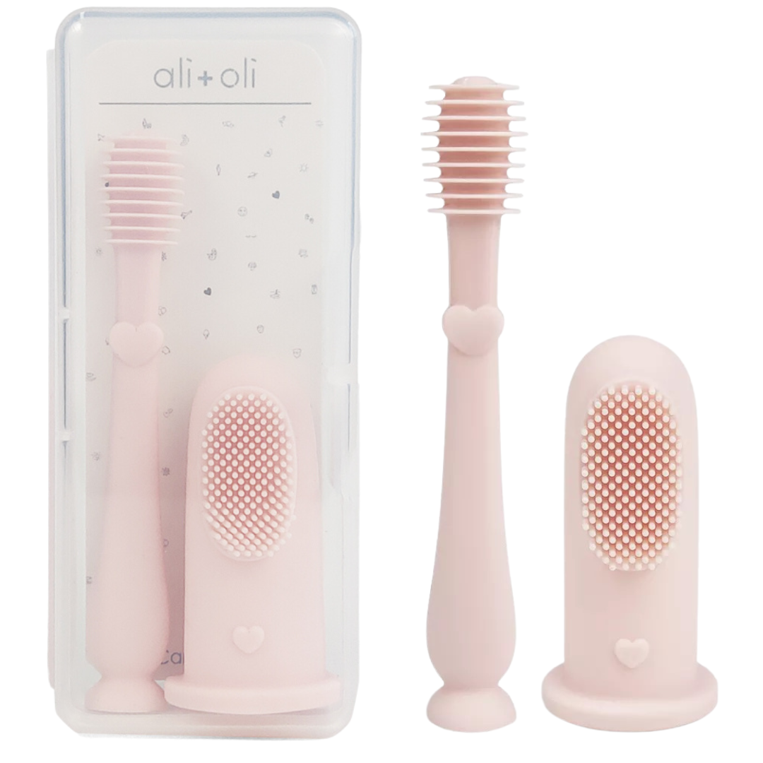 Baby Finger Toothbrush & Tongue Cleaner Oral Set 3m+ | Blush