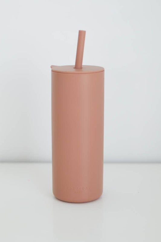 Adult Silicone Straw Cup - Coral