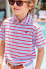 Prim and Proper Polo SS-Pima Broward Blue Stripe