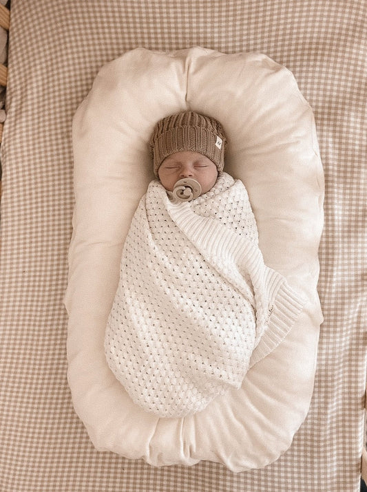 Basket Weave Baby Blanket - White