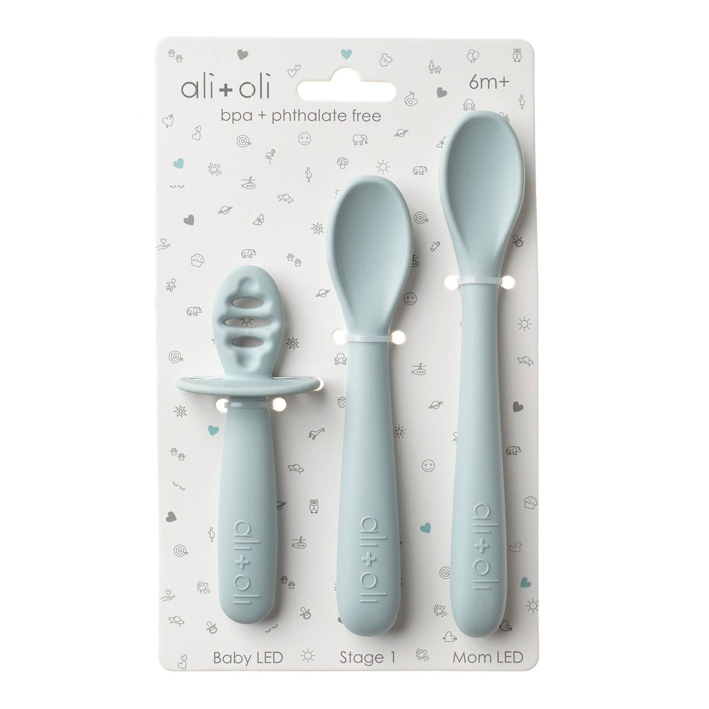 Ali+Oli (3-pc) Multi Stage Spoon Set for Baby (Blue) 6m+