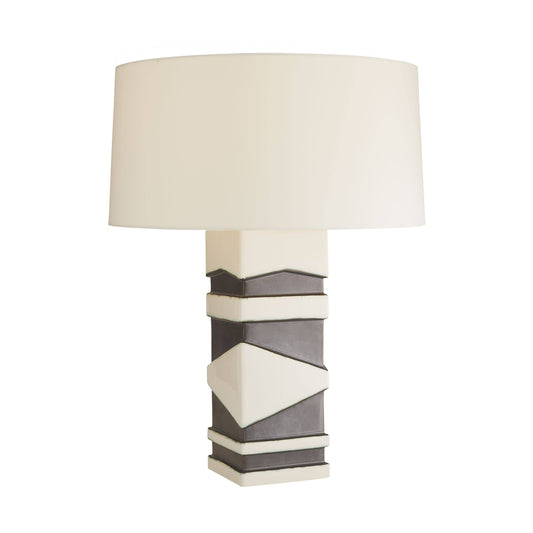 Ivory & Gunmetal Table Lamp 27”