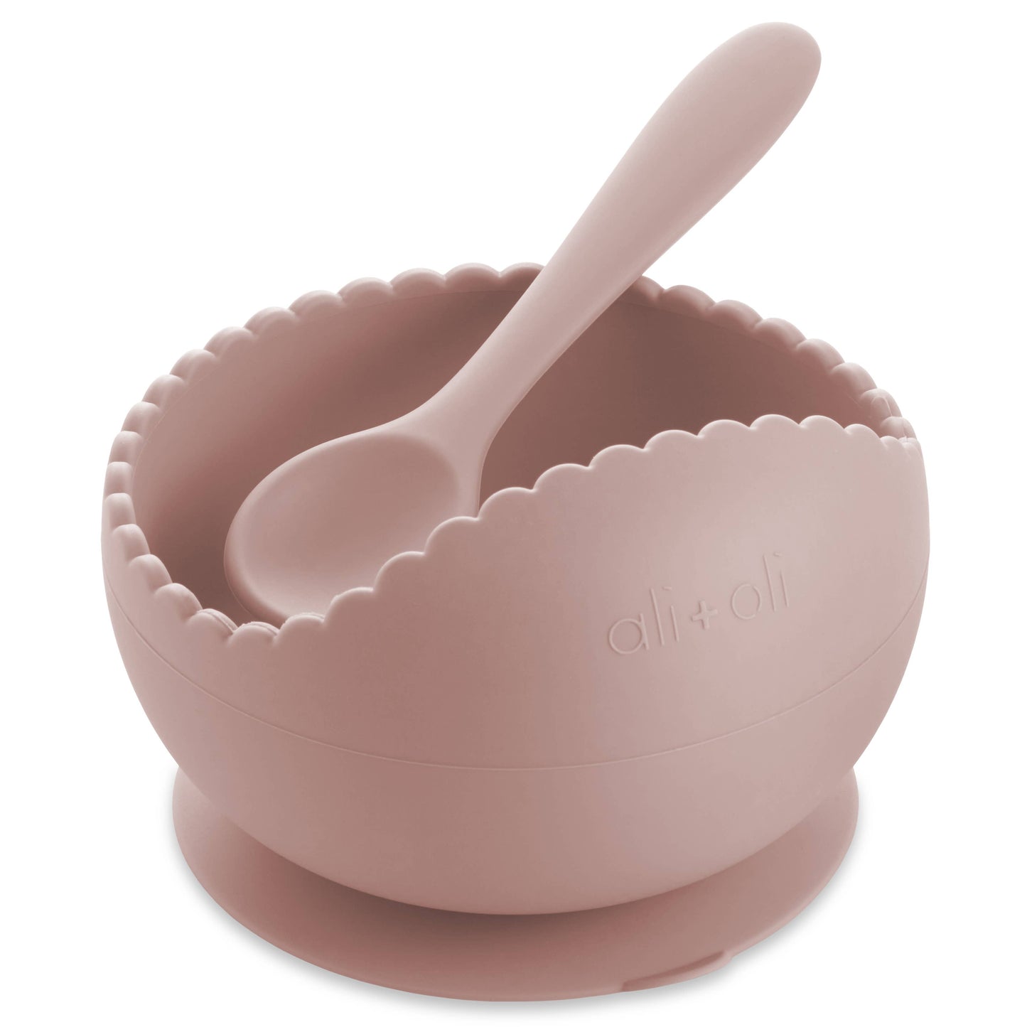 Ali+Oli Silicone Suction Bowl & Spoon Set WAVY - Blush