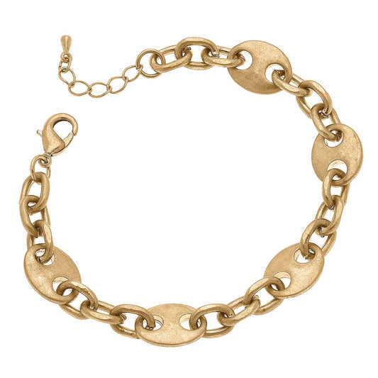 Blaire Mariner Chain Bracelet in Worn Gold