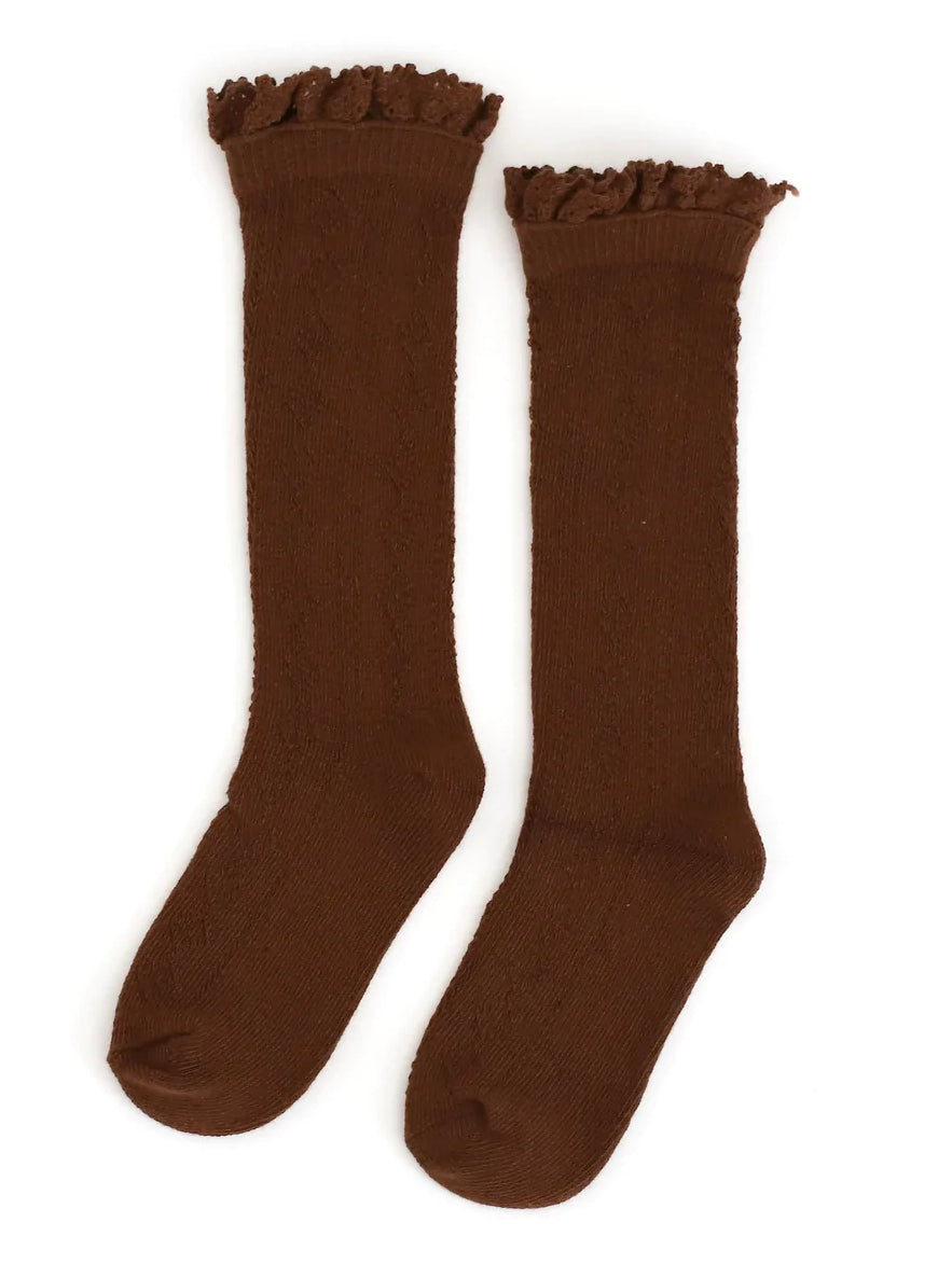 Brownie Fancy Lace Top Knee High Socks