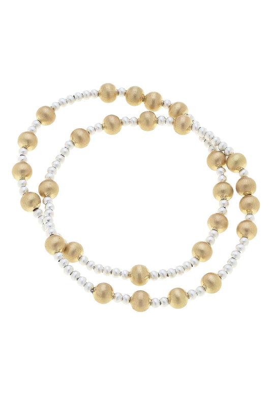 Shelby Ball Bead Stretch Bracelets (S/2) | Satin Two Tone