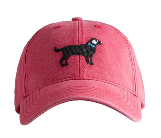 Kids Black Lab on Weathered Red Hat