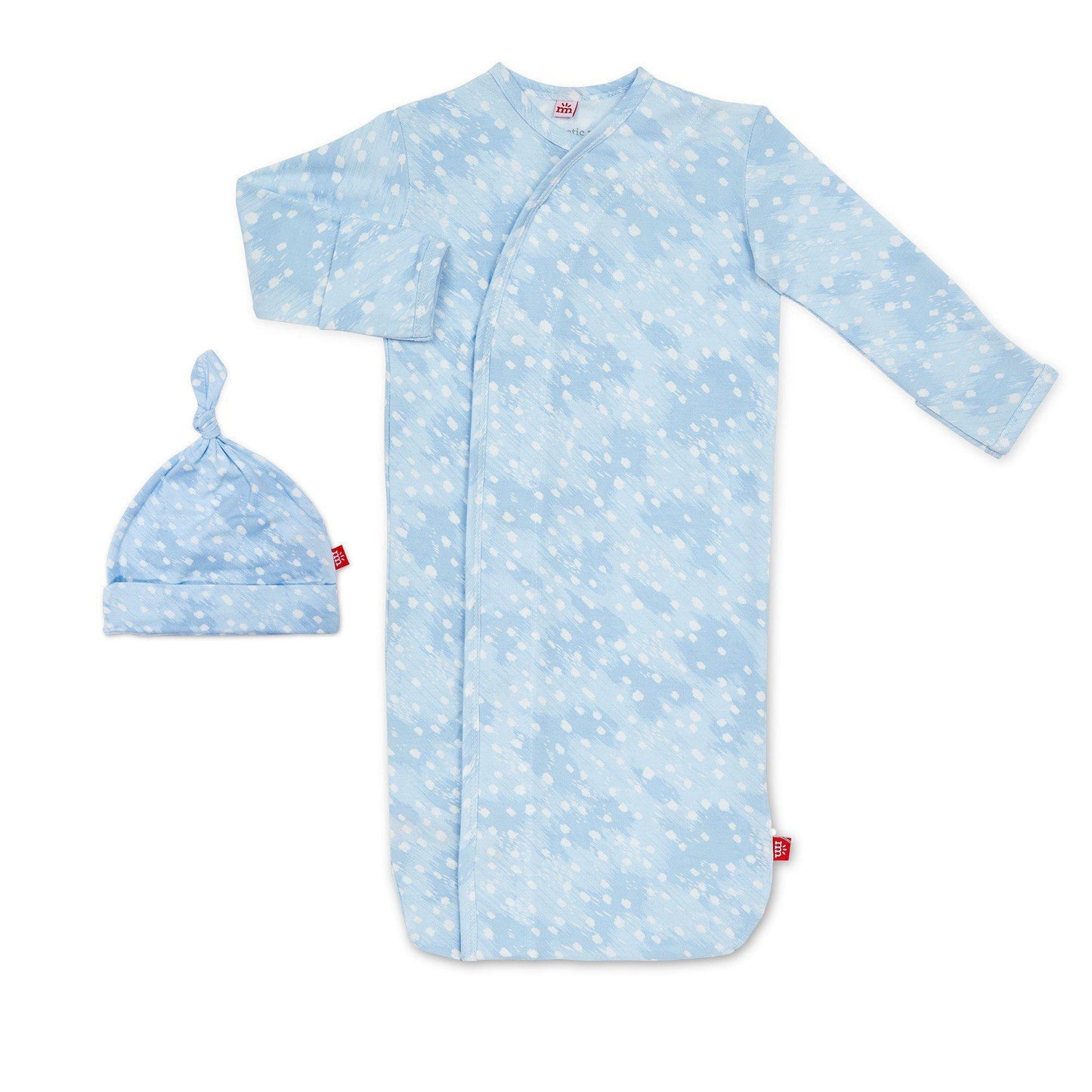 Blue Doeskin Modal Magnetic Sleeper Gown & Hat Set