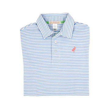 Prim and Proper Polo SS - Pima Beale Street Blue Stripe/Parrot