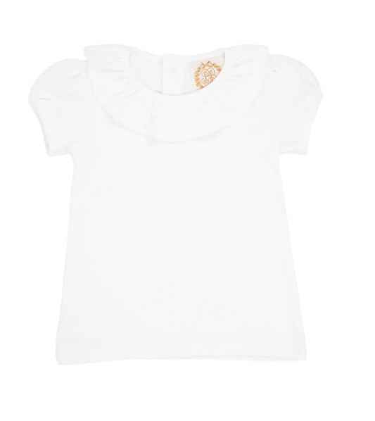 Ramona Ruffle Collar Shirt - Worth Avenue White