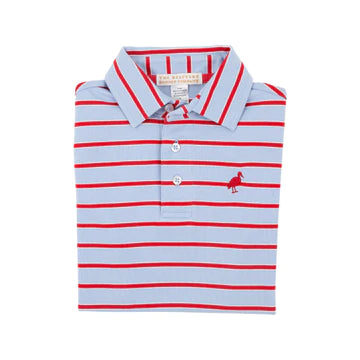 Prim and Proper Polo SS-Pima Broward Blue Stripe