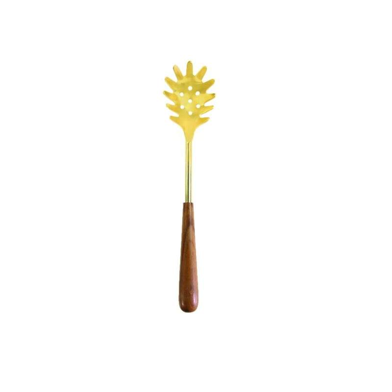 Gold & Wood Pasta Server