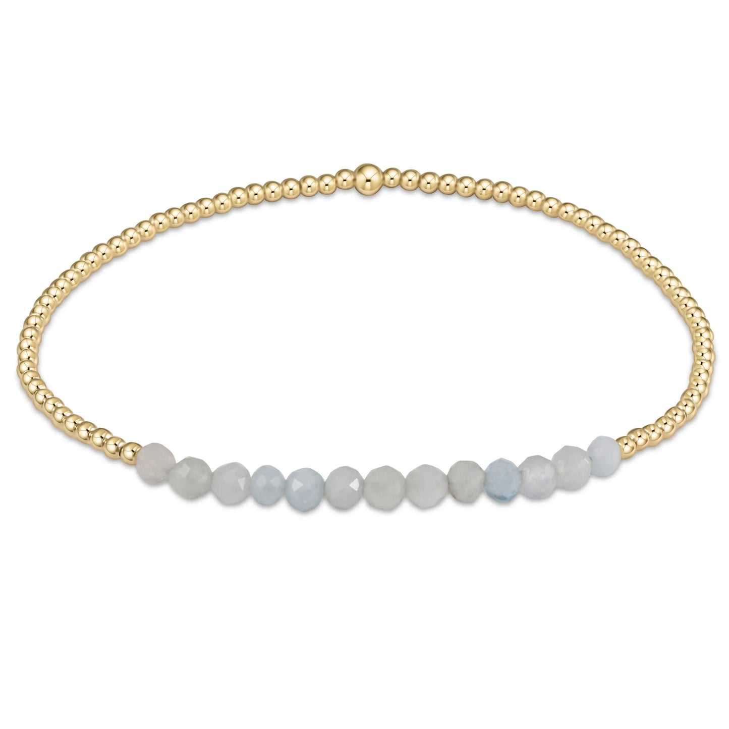 Gold Bliss 2mm Bead Bracelet | Aquamarine