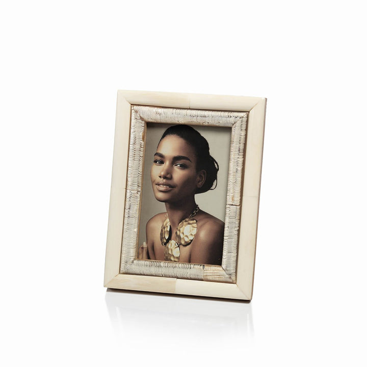 Oyster White Bone and Shagrin Horn Photo Frame | 4x6