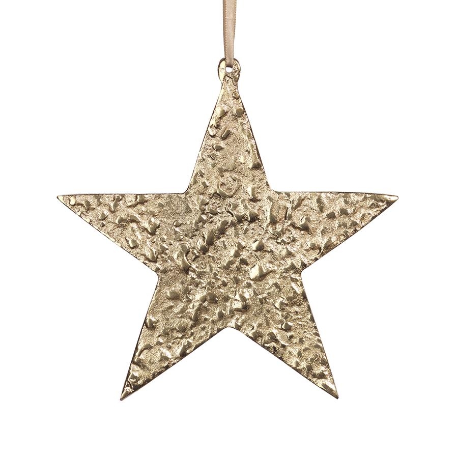 Raw Aluminum Star Ornament | Gold  | Large