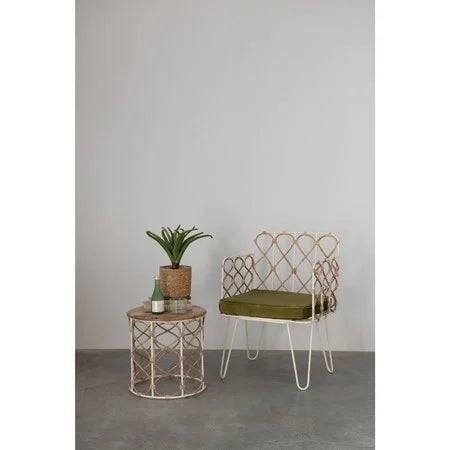 Metal & Rattan Side Table