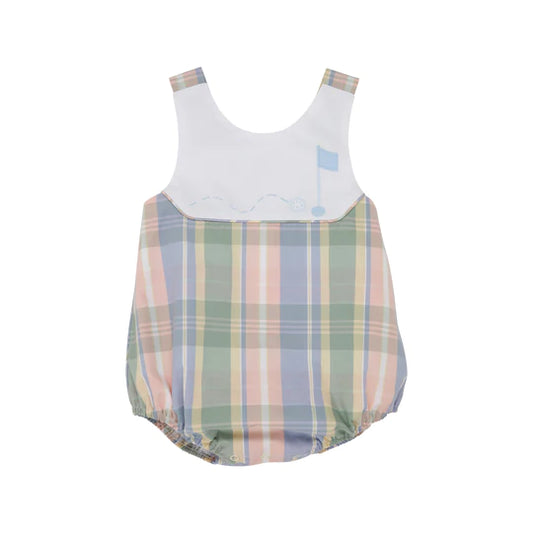 Sandler Sunsuit -  Worth Avenue White With Osprey Point Plaid & Golf Applique