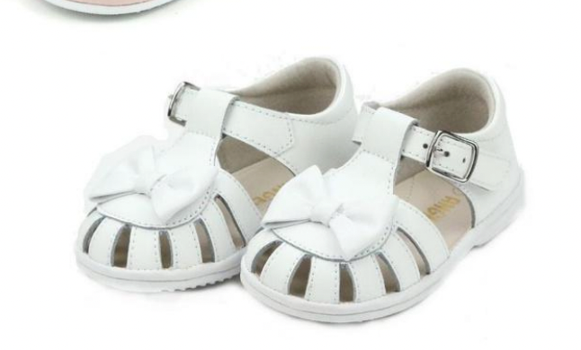 Nellie Angel Baby Bow Sandal - White