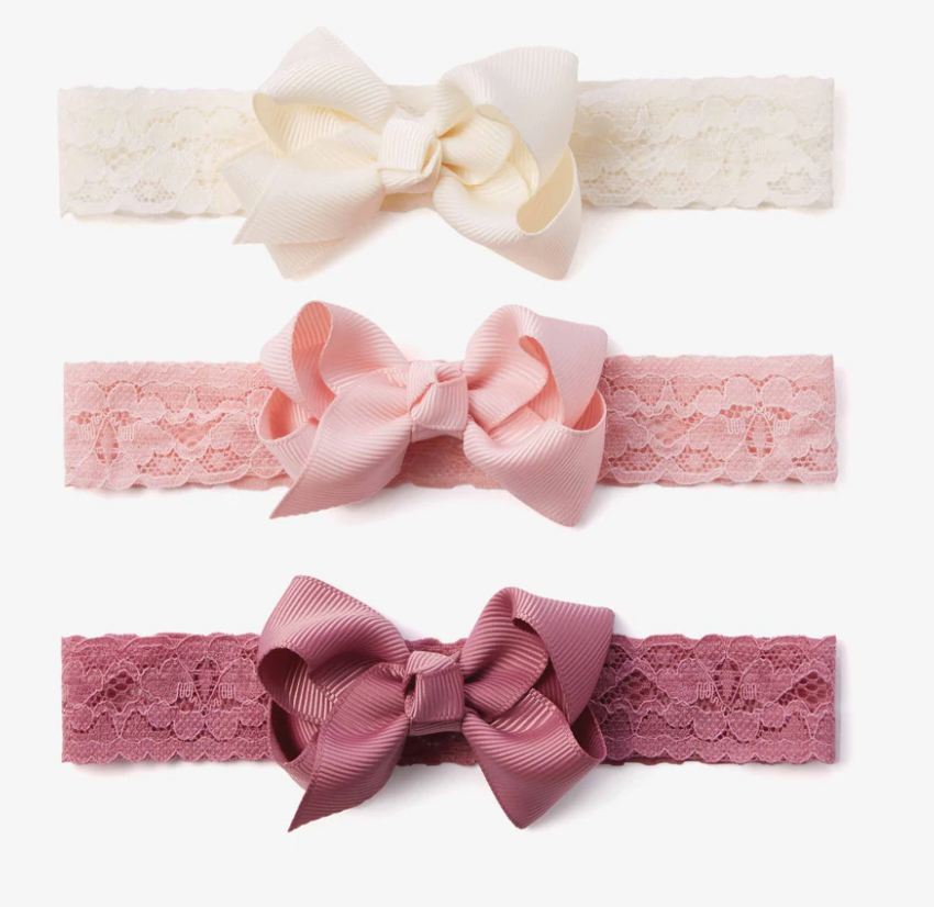 Mauve Lace Headbands - 3pk