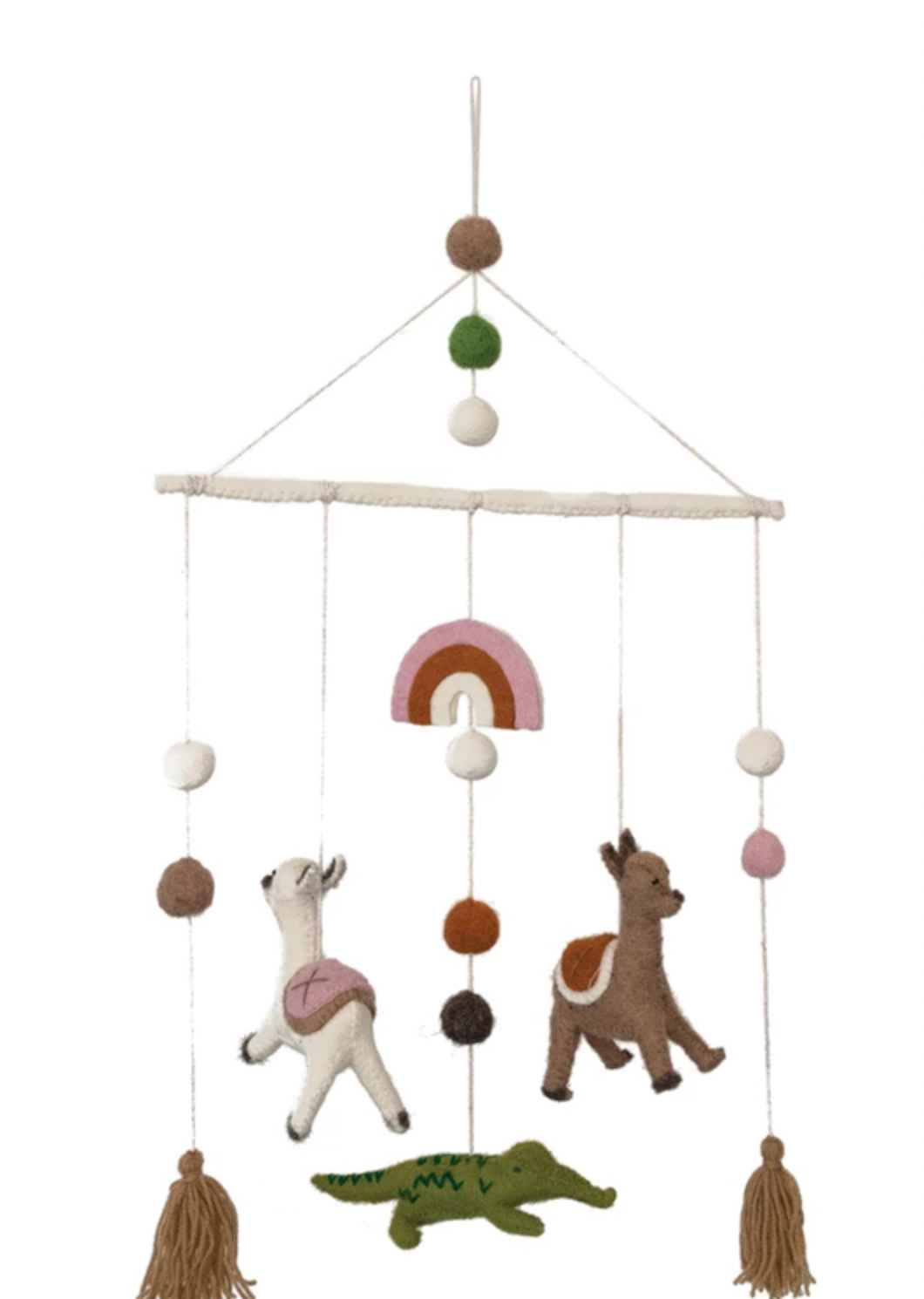 Wool Felt Mobile w/ Llamas & Alligator