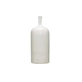 White Reactive Glaze Stoneware Vase 5"x12.5" (L)