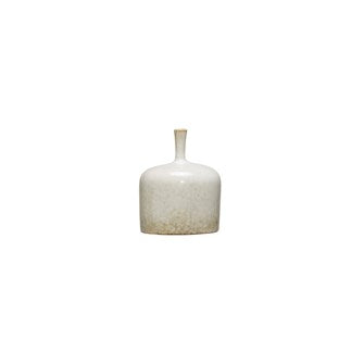 White Reactive Glaze Stoneware Vase 5"x6" (S)