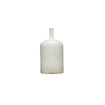 White Reactive Glaze Stoneware Vase 5"x9.5" (M)