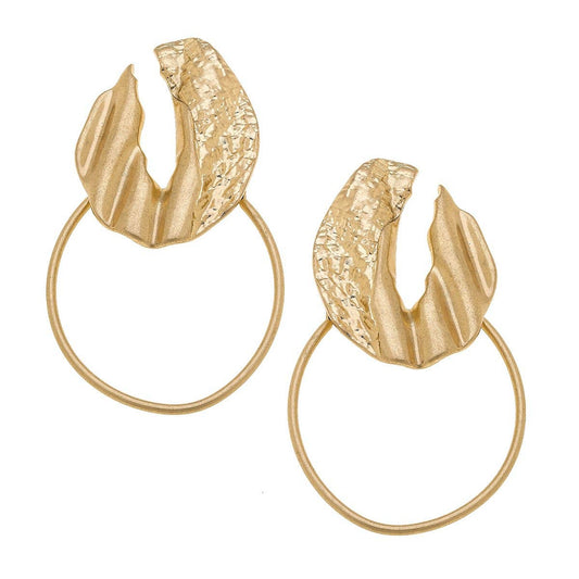 Berlin Statement Earrings In Textured Satin Gold