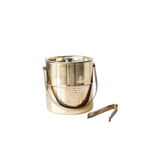 Ice Bucket w/ Tongs | Gold Finish