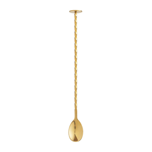 Stainless Steel Cocktail Spoon, Gold Finish - 10" L