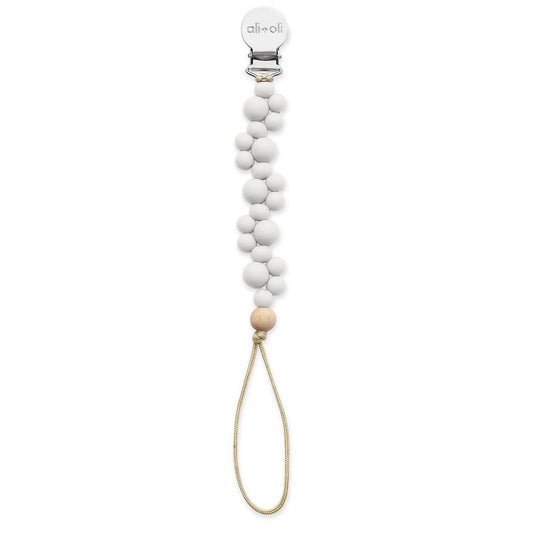 Ali+Oli Pacifier Clip - Bubbles (Pure White)