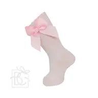 Knee Socks With Gross Grain Side Bow | Soft Pink