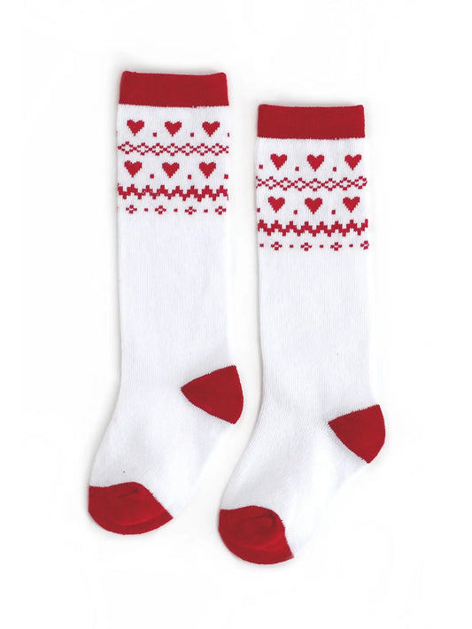 Heart Fair Isle Knee High Socks