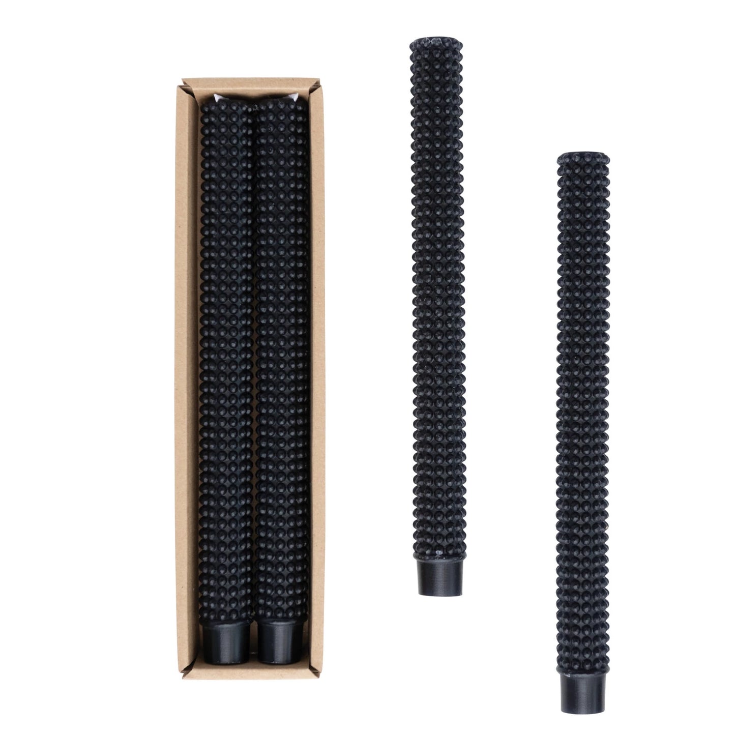 Hobnail Taper Candles in Box, Set of 2 | Black