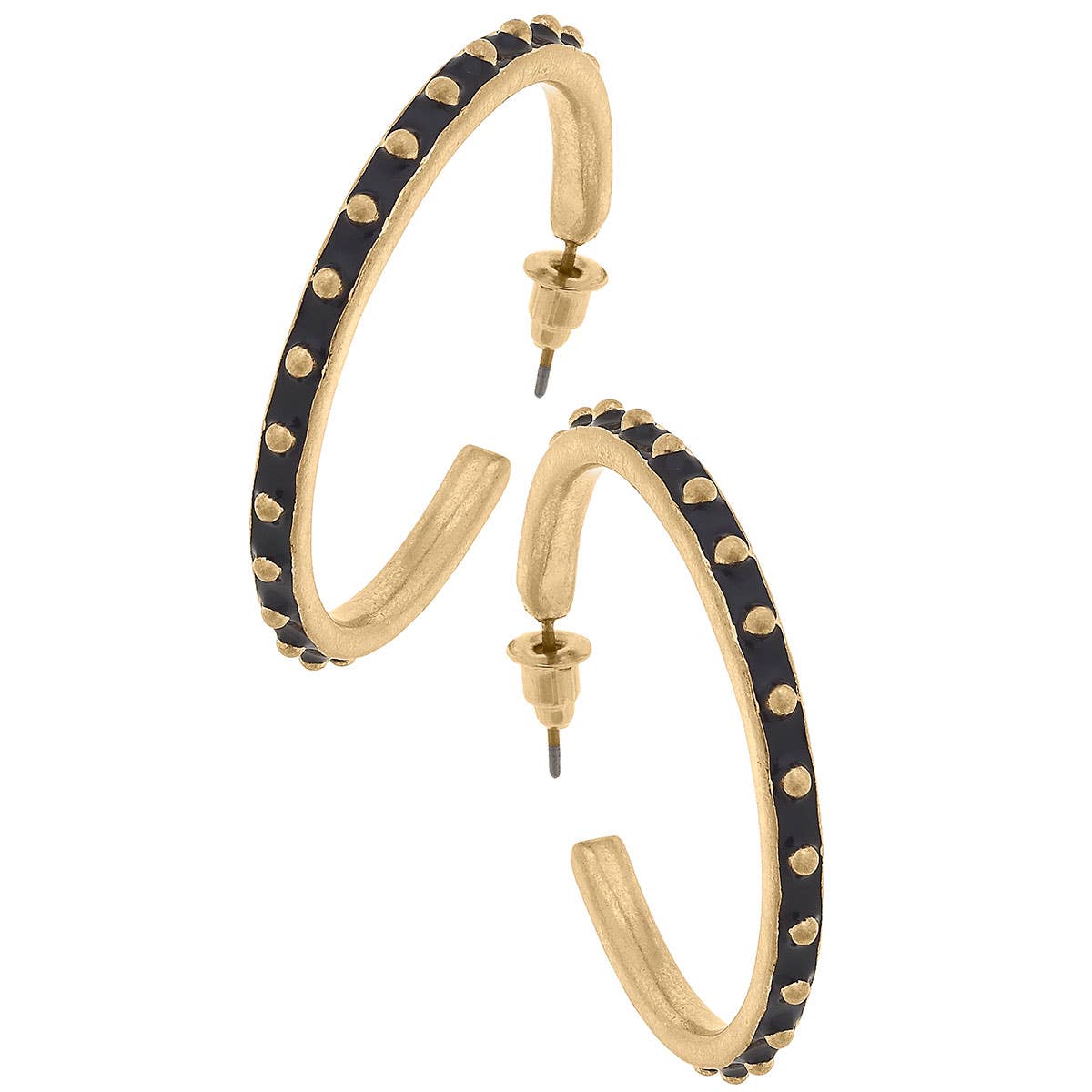 Aubrey Enamel Studded Metal Hoop Earrings