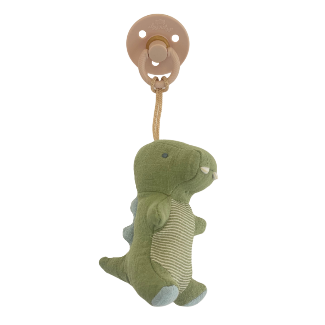 Bitzy Pal Dino Natural Rubber Pacifier & Stuffed Animal | Dino