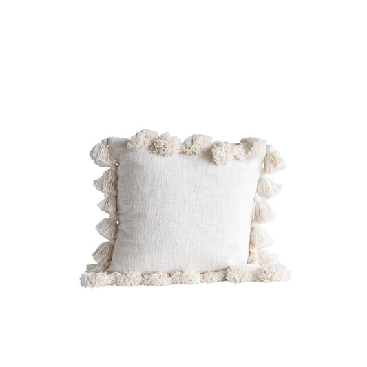 18" Square Cotton Pillow w/ Tassels