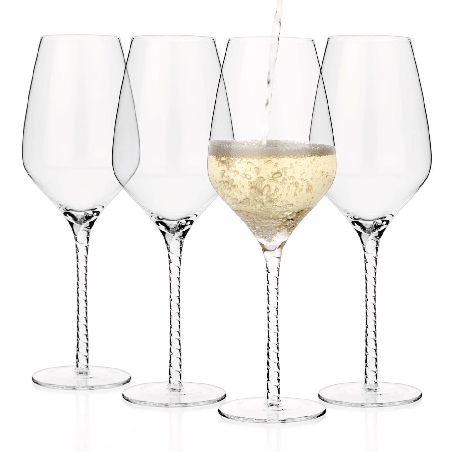 Luxbe Wine Crystal Glasses Spiral Stem  Set 4, 19oz