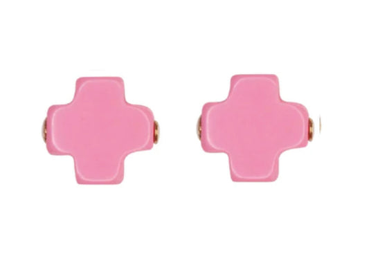 Signature Cross Studs | Bright Pink